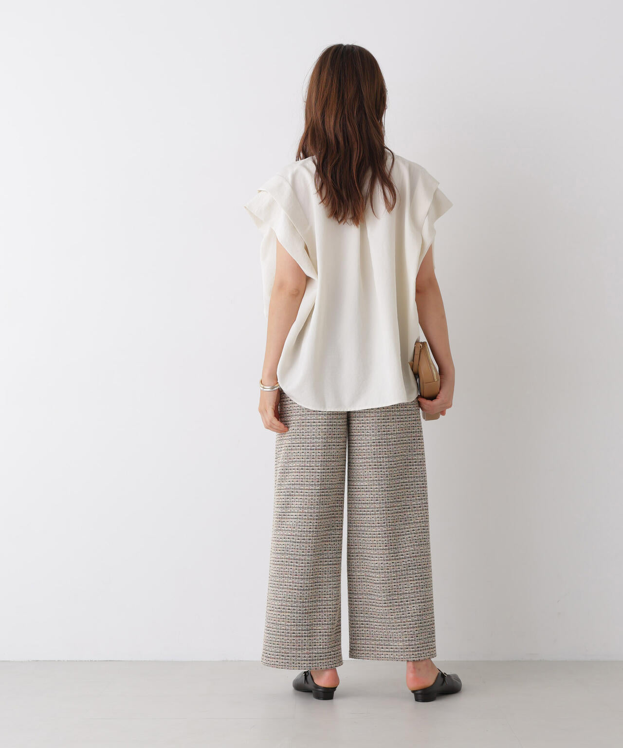 カットツイードドロストワイドパンツ(セットアップ可) 6736227307