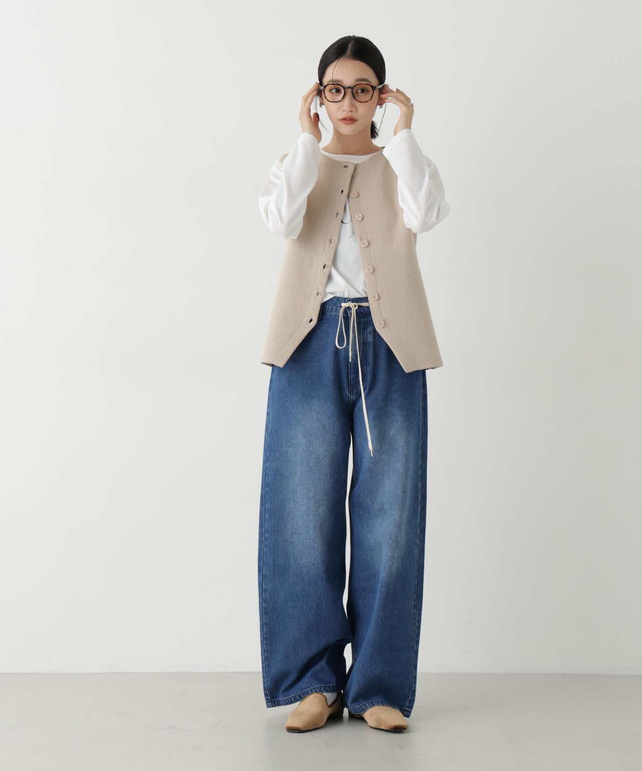 ドロストワイドデニムパンツ 6736227313