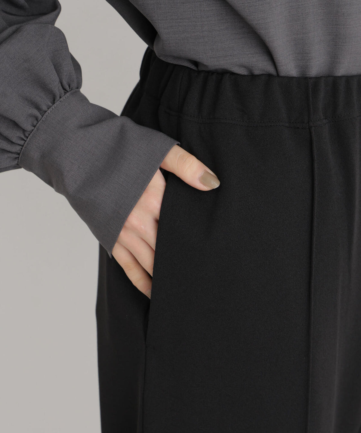 ストレッチカットジョーゼットイージーワイドパンツ(セットアップ可) 6736227321