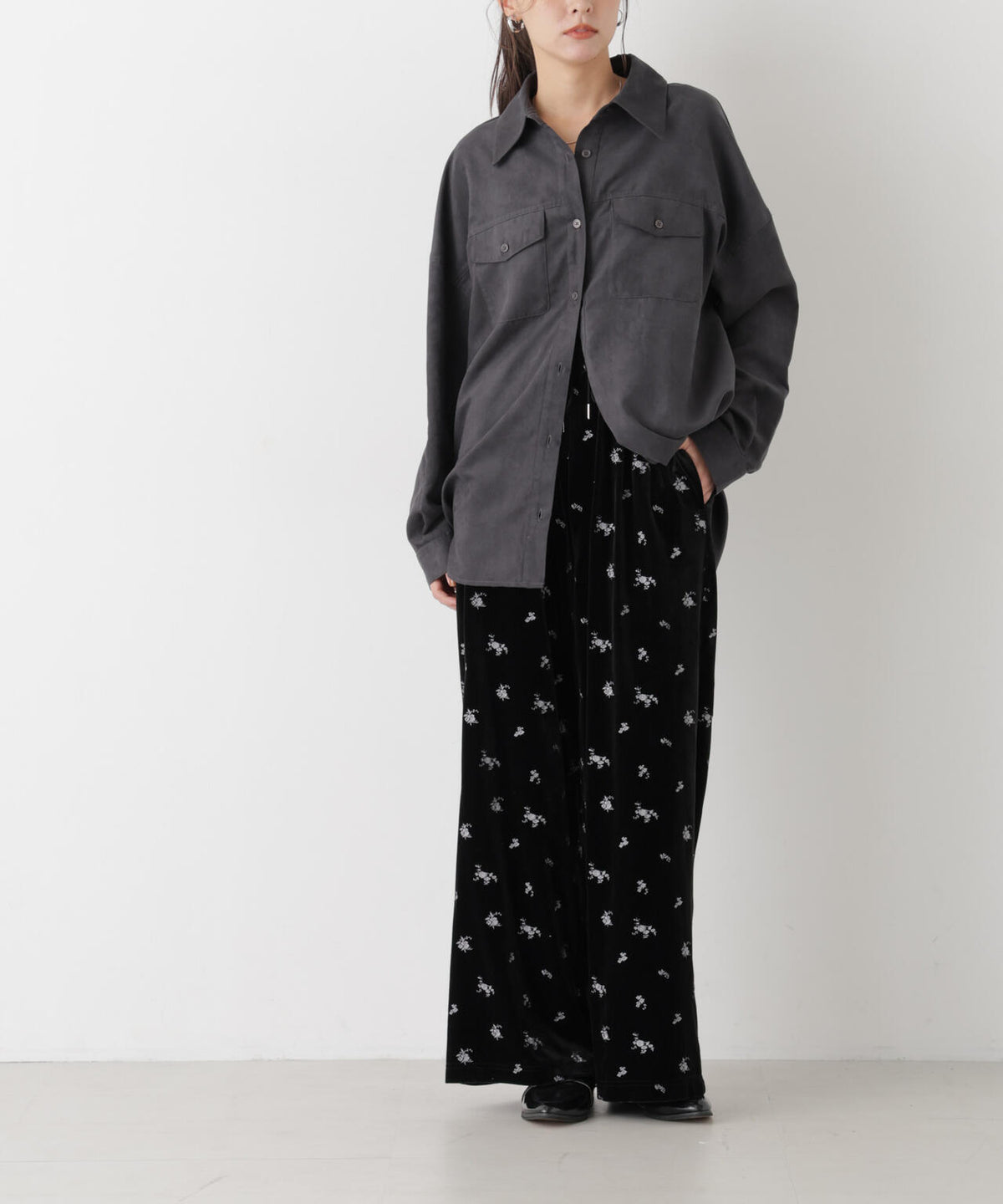 刺繍ベロアイージーパンツ(セットアップ可) 6736227322