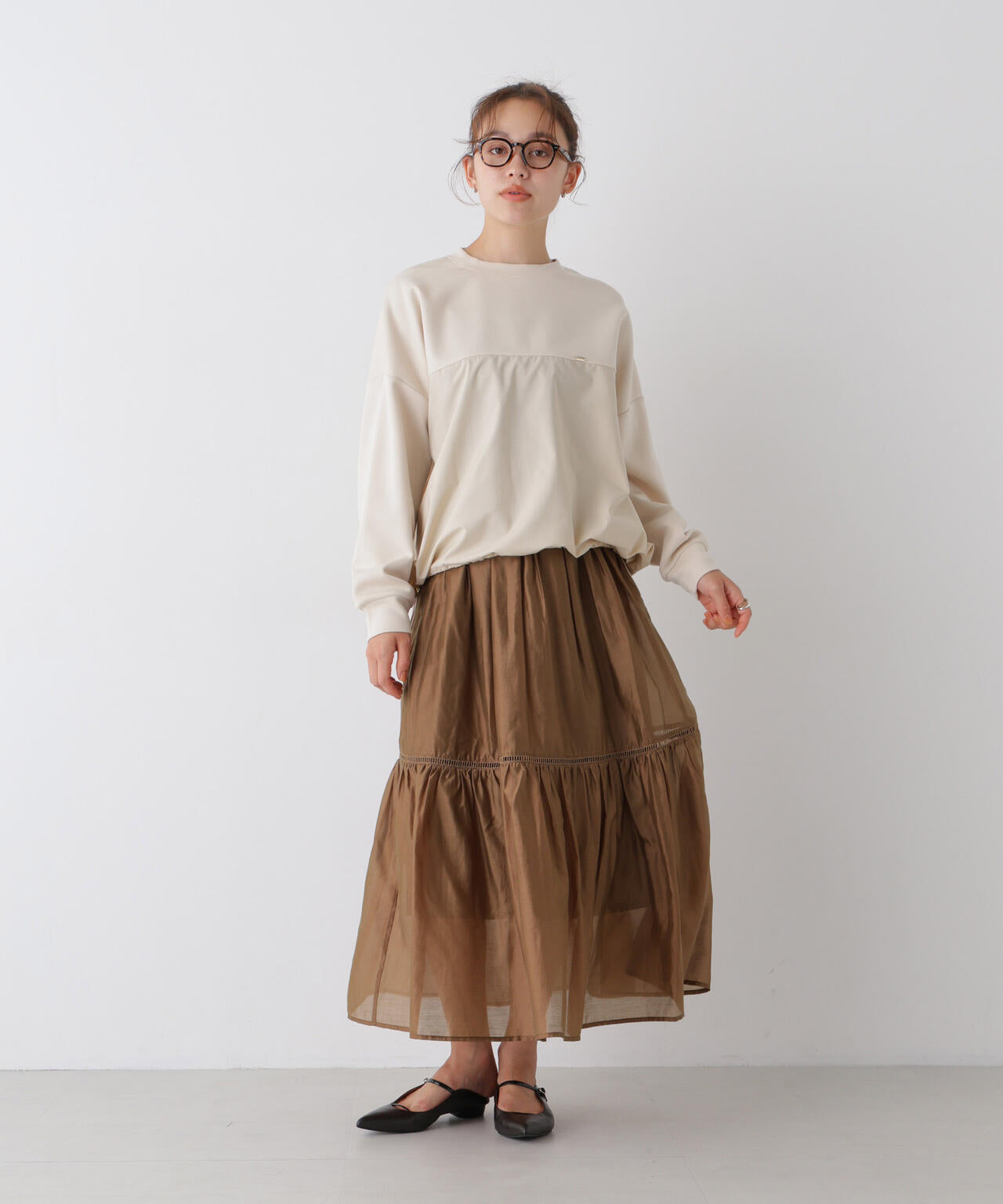 梯子レース切り替えティアードスカート 6736230310