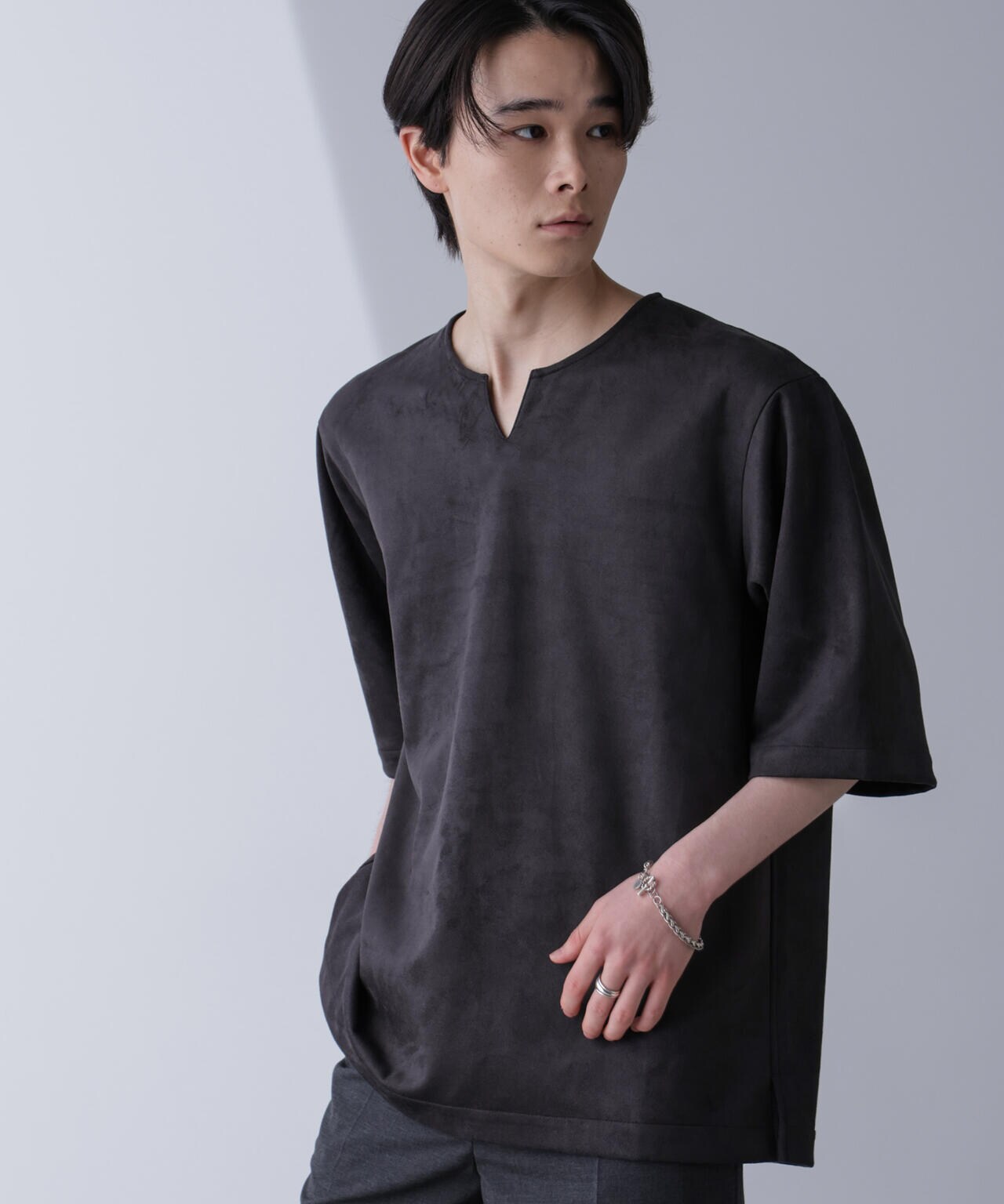 WEB限定/フェイクスエードリラックスTシャツ 半袖 6724224217