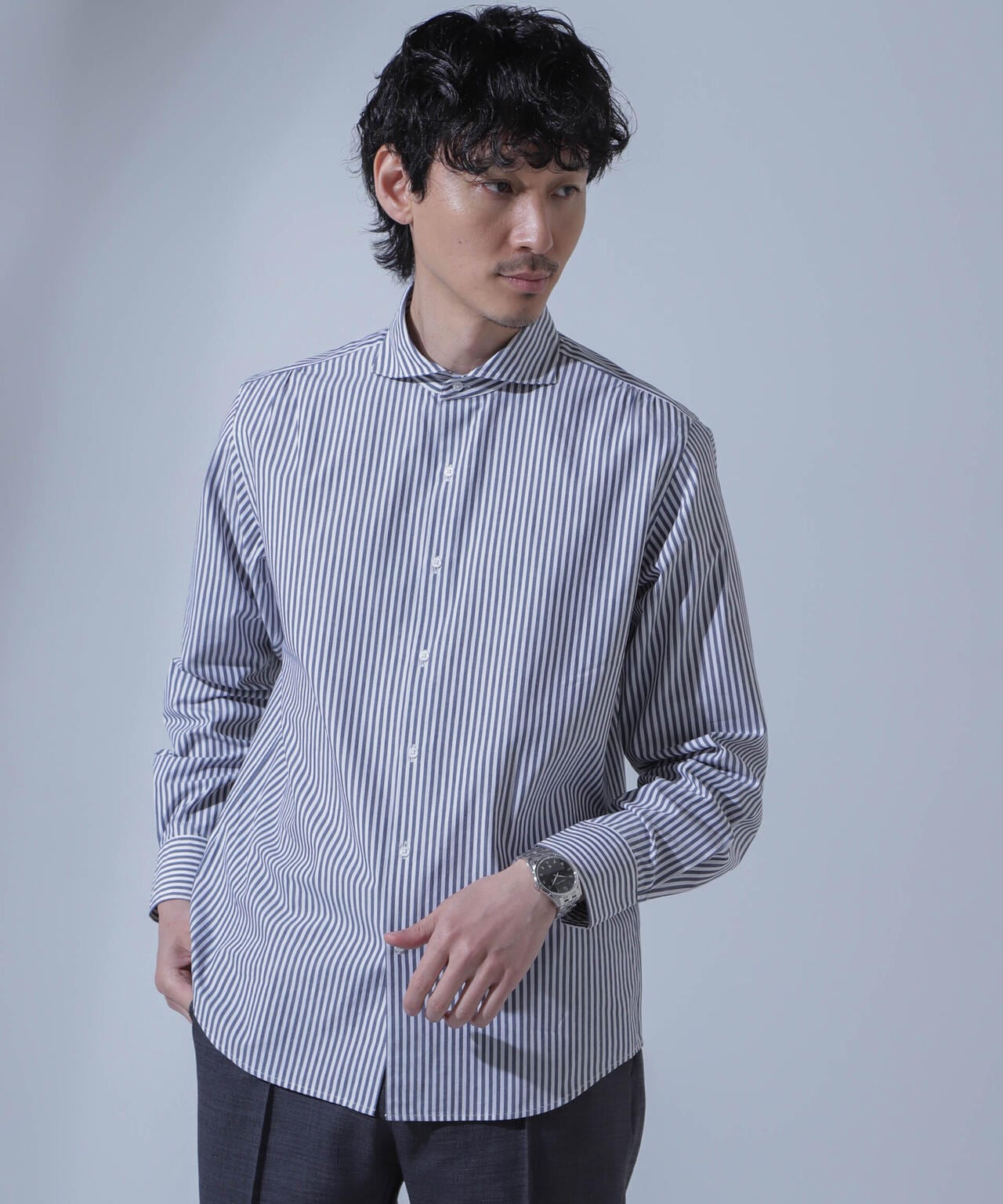 「N SHIRTS」AntiSoaked(R)汗染み防止ホリゾンタルカラーシャツ長袖 6684120227