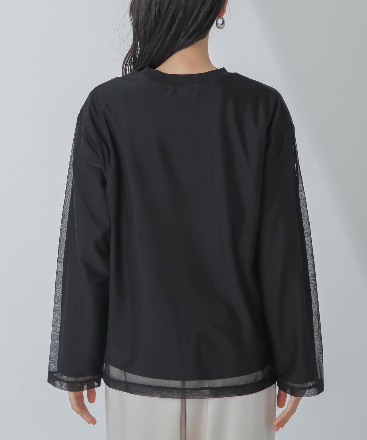 チュールレイヤードロングスリーブTシャツ 6734123307