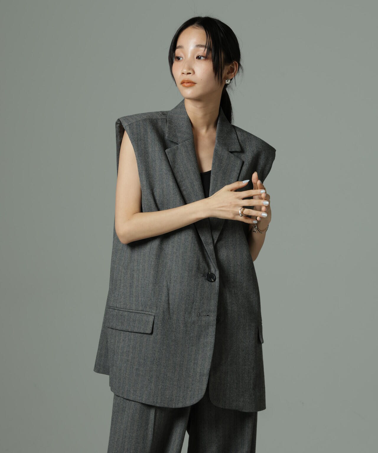 SECOND FEMALE/Hollanda Oversize Waistcoat（セットアップ可） 6714225004