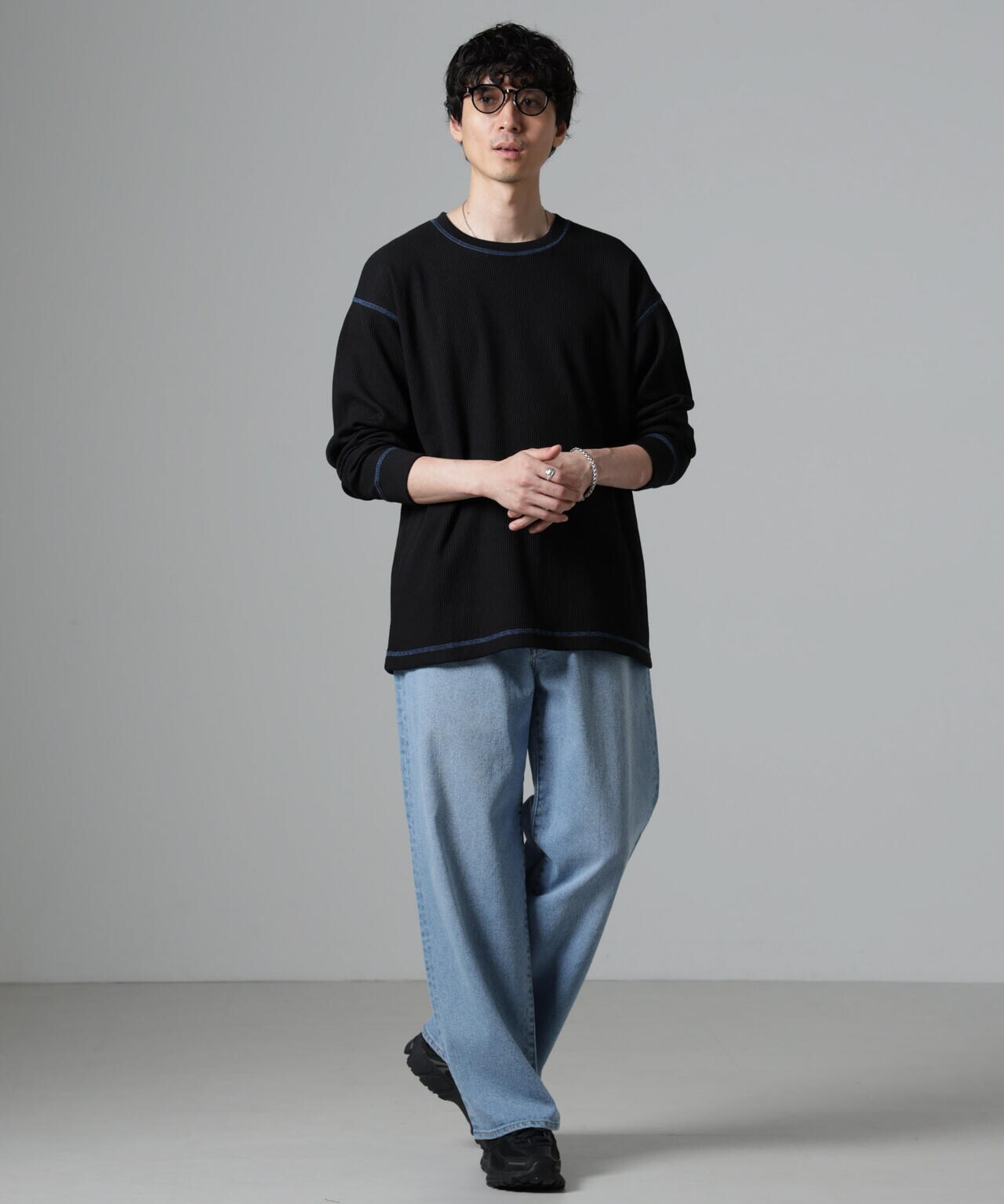 ステッチワッフルＴシャツ 長袖 6724223240