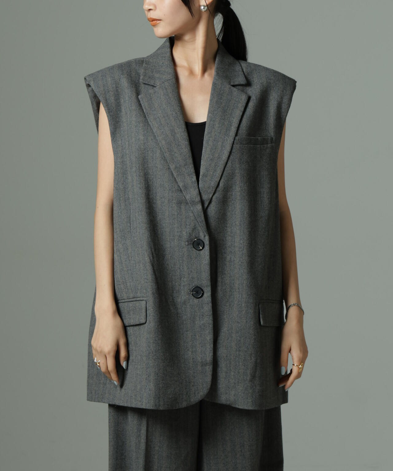 SECOND FEMALE/Hollanda Oversize Waistcoat（セットアップ可） 6714225004