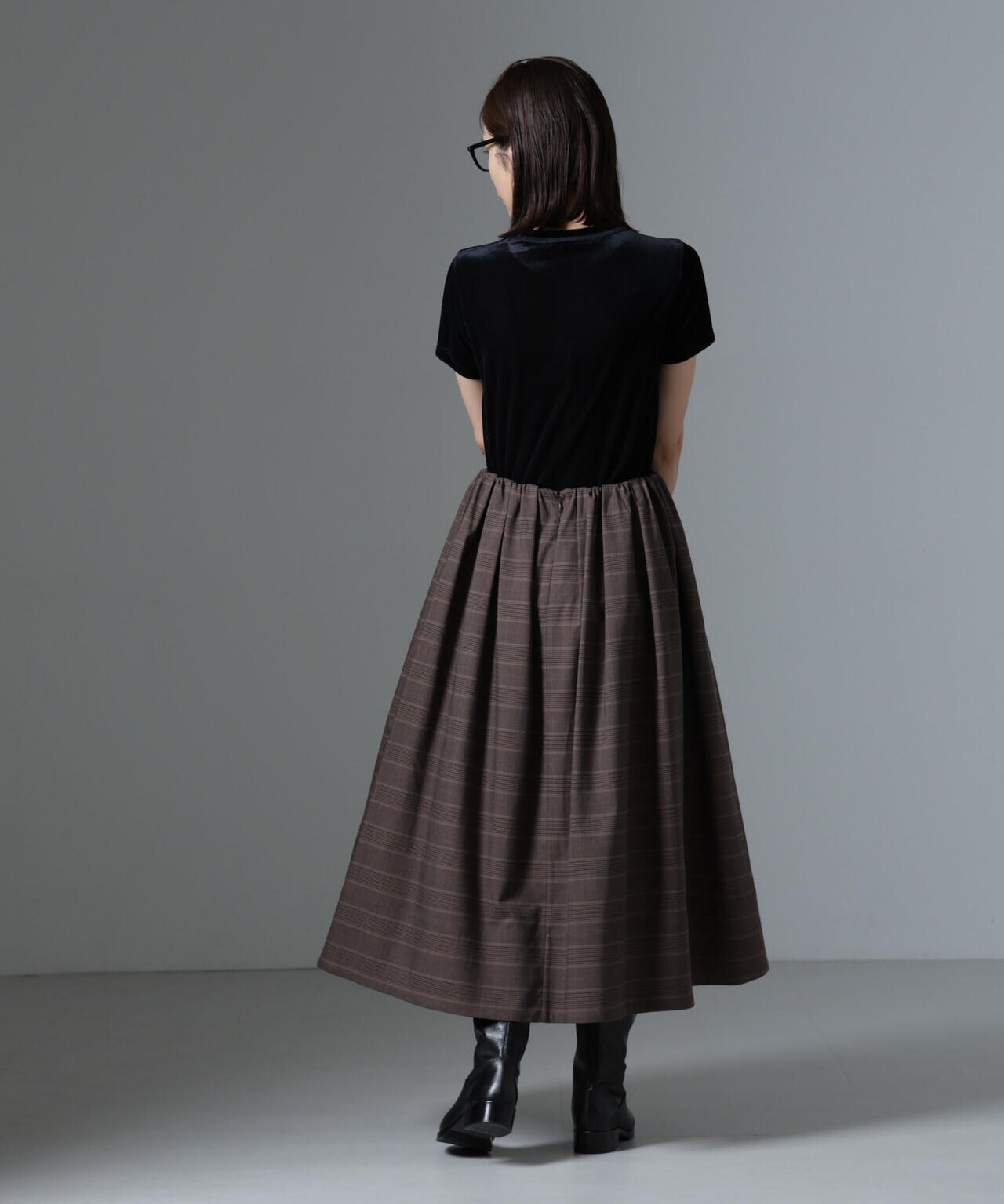 グレンチェックタックスカート 6734230315