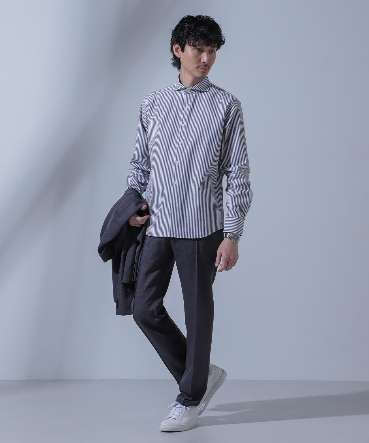 「N SHIRTS」AntiSoaked(R)汗染み防止ホリゾンタルカラーシャツ長袖 6684120227