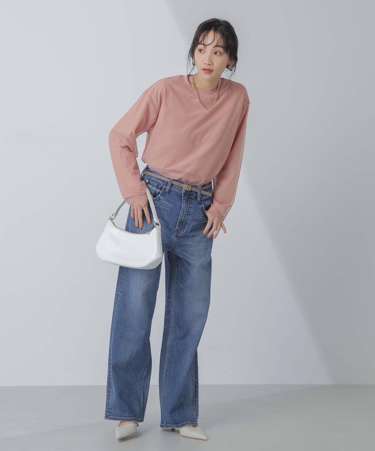 チュールレイヤードロングスリーブTシャツ 6734123307
