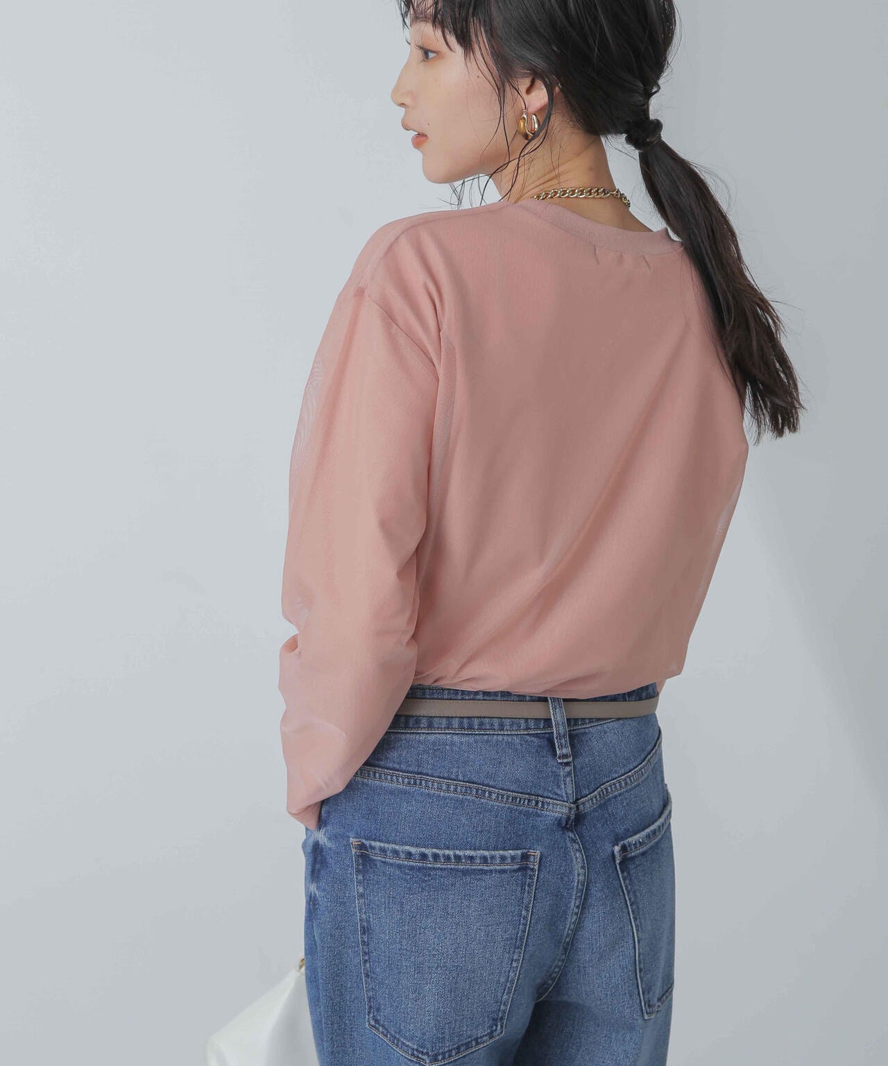 チュールレイヤードロングスリーブTシャツ 6734123307