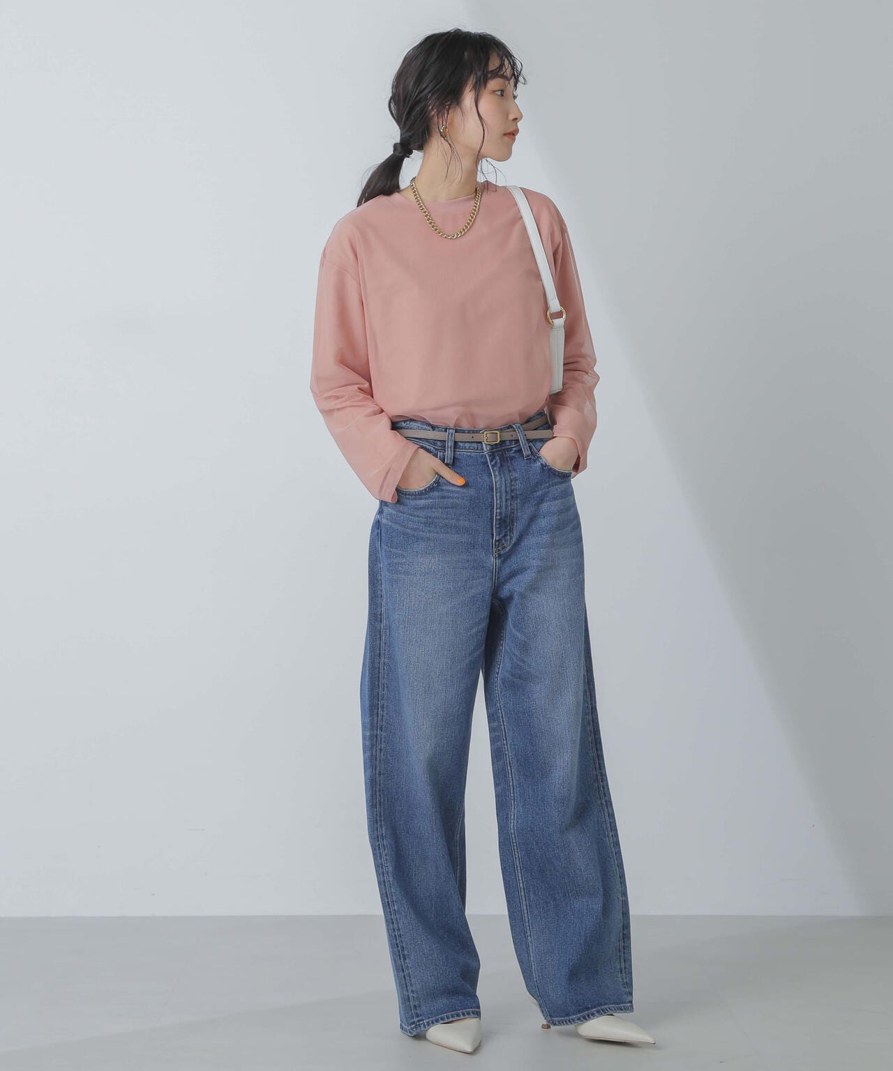 チュールレイヤードロングスリーブTシャツ 6734123307