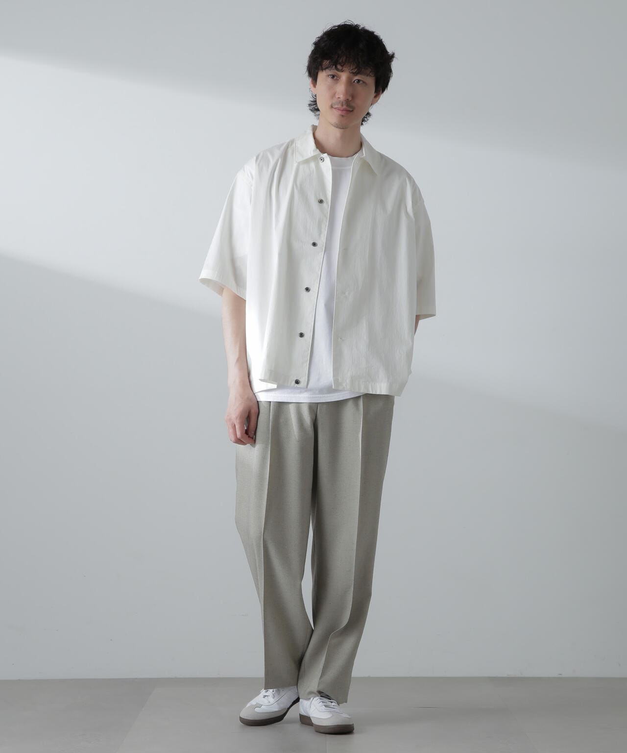 シャドーストライプハーフスリーブシャツ 6684121217
